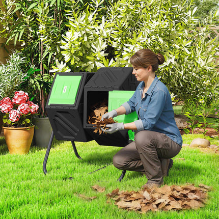 130L Dual Chamber Compost Bin with 24 Vent Holes