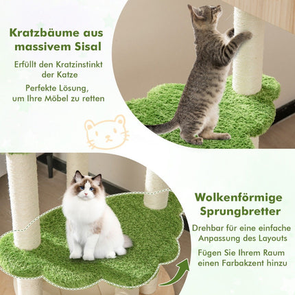 139 cm cat tree with sisal scratching posts & jumping platforms & berth & hammock
