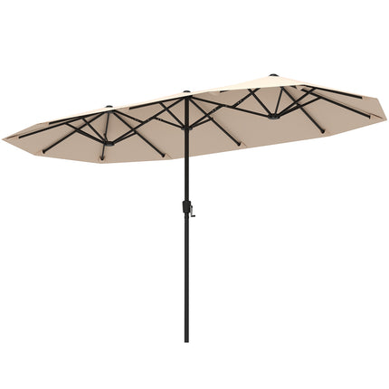 13 Ft Double-Sided Patio Umbrella, Crank, Beige