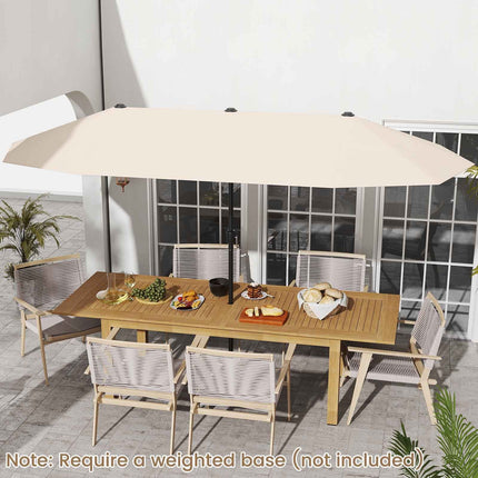 13 Ft Double-Sided Patio Umbrella, Crank, Beige