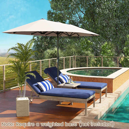 13 Ft Double-Sided Patio Umbrella, Crank, Beige