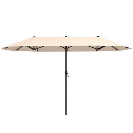 13 Ft Double-Sided Patio Umbrella, Crank, Beige