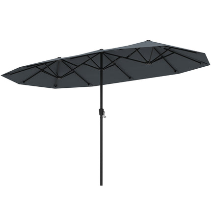 13 Ft Double-Sided Patio Umbrella, Crank Handle, Gray