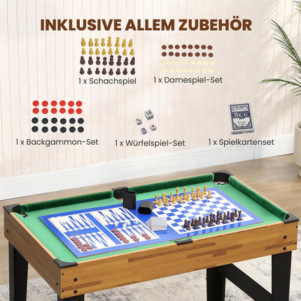 13-in-1 Game Table, Foosball, Chess, Billiards, MDF