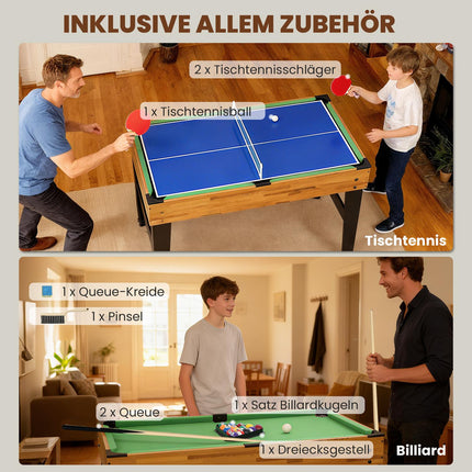 13-in-1 Game Table, Foosball, Chess, Billiards, MDF
