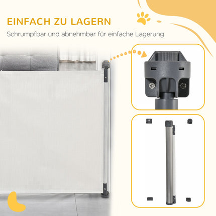 Retractable 140 cm stair gate, roll-up, one-handed operation