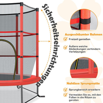 Ø140cm garden trampoline with safety net trampoline can hold up to 135KG for children aged 3 and over red