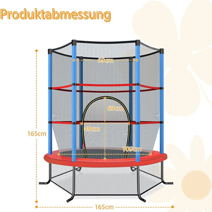 Ø140cm garden trampoline with safety net trampoline can hold up to 135 kg for children aged 3 and over, navy blue