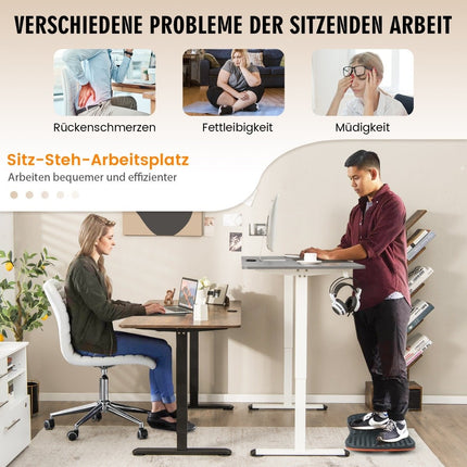 140 x 70 cm Electric Height Adjustable Desk with Stop Mechanism & Hook Gray