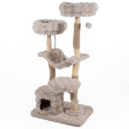 147cm Cat Tree Tower with Sisal Poles and Plush Hammock