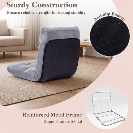 14-Position Adjustable Cushioned Floor Chair, Velvet