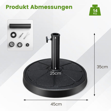 14 kg heavy umbrella stand with 45 cm diameter for umbrella poles of φ38/48 mm