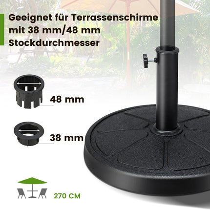 14 kg heavy umbrella stand with 45 cm diameter for umbrella poles of φ38/48 mm