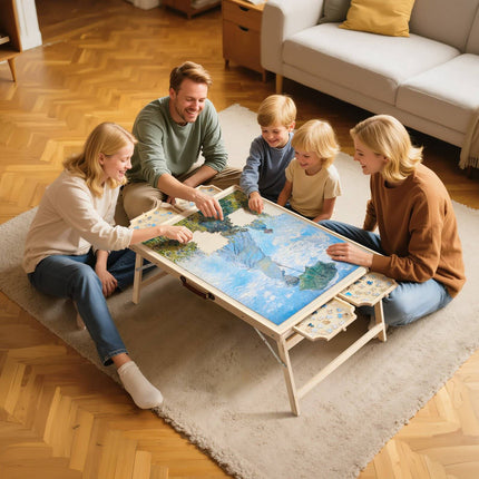 1500-Piece Puzzle Table, Folding Legs, 4 Drawers, Cover