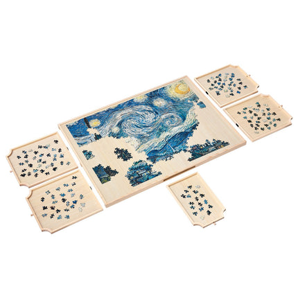 1500-Piece Rotating Puzzle Board, 5 Drawers, Cover
