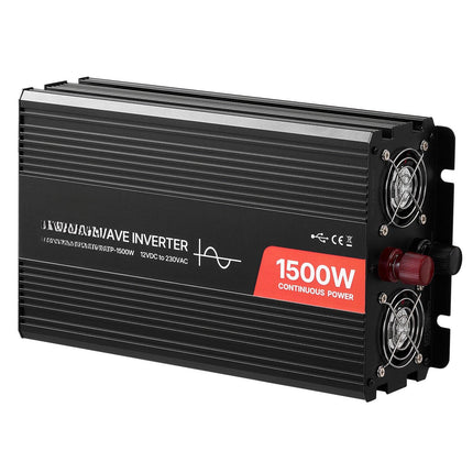 1500W Pure Sine Power Inverter, 12V to 230V, USB-C, Remote