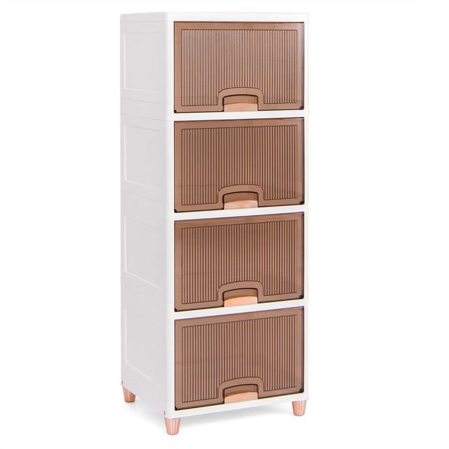 Opbergbox 150 L met magneetdeuren, set van 4, stapelbare kunststof box, wit