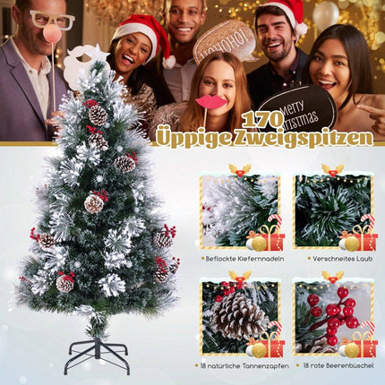 150 cm Artificial Christmas Tree with Lights & Snow & Star Top Christmas Tree