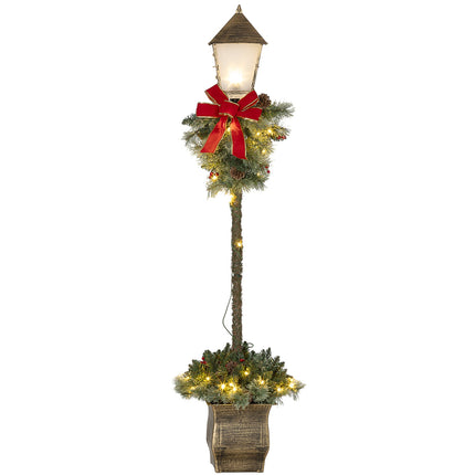 Metal Christmas lantern with LED Fairy Lights, cones and bow