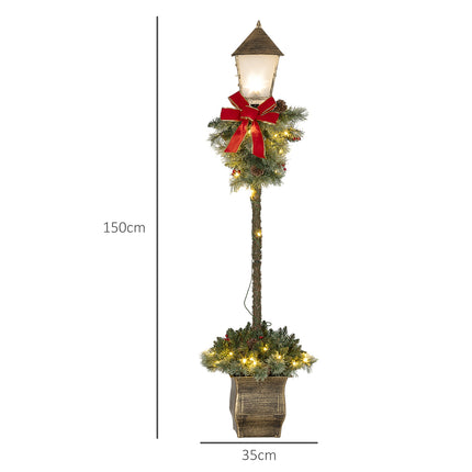 Metal Christmas lantern with LED Fairy Lights, cones and bow
