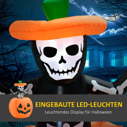 Inflatable 150 cm Halloween pumpkin with skeleton & LED lights