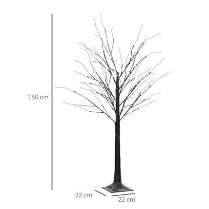 Artificial birch, 150 cm - LED light & snow