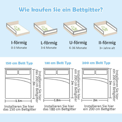150 cm height-adjustable bed rail with connecting accessories bed guard sheet