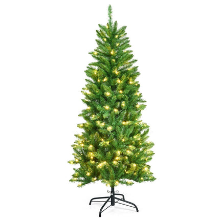 150 cm high illuminated artificial pencil Christmas tree with warm white green lights