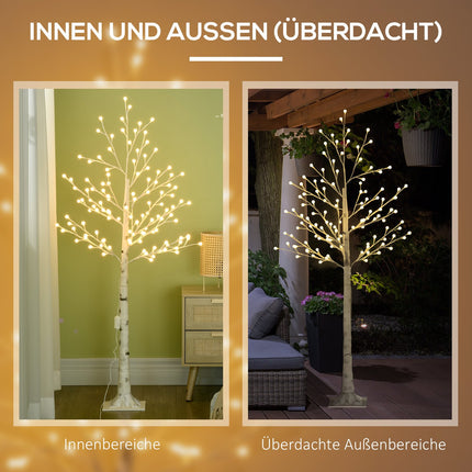 150 cm Birch LED tree, 120 warm white lights, 3 brightness levels