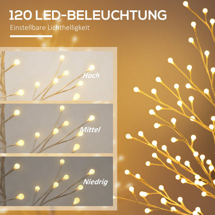 150 cm Birch LED tree, 120 warm white lights, 3 brightness levels