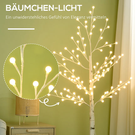 150 cm Birch LED tree, 120 warm white lights, 3 brightness levels