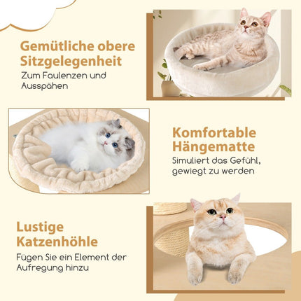 151cm Cat Tree with 2-Story House & Hammock