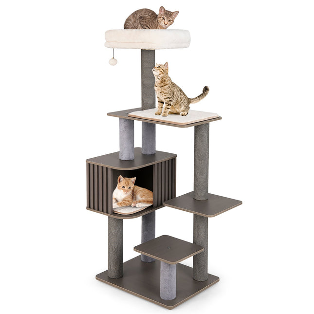 151 cm Cat Tree with Condo, Scratching Posts & Toys