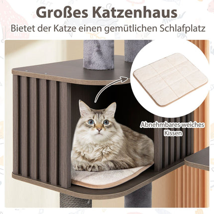 151 cm Cat Tree with Condo, Scratching Posts & Toys