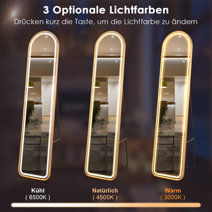 155 cm full-length mirror with golden aluminum frame & explosion-proof film standing mirror