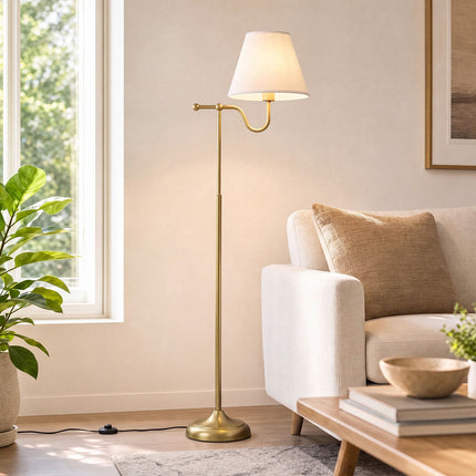 158 cm Floor Lamp with Fabric Shade & Foot Switch
