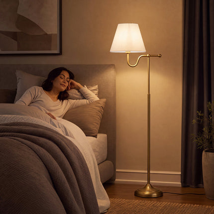 158 cm Floor Lamp with Fabric Shade & Foot Switch