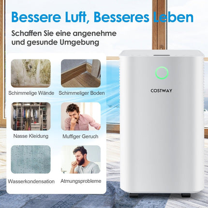 15㎡ Dehumidifier 15L Dehumidifier with 3 Modes Mobile Dehumidifier 25.5 x 22 x 45 cm White