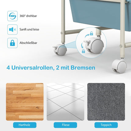 15-Drawer Rolling Cart with Metal Frame, Multicolor, 63x37x87 cm