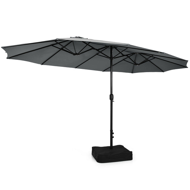 15 Ft Double-Sided Patio Umbrella With Crank And Base