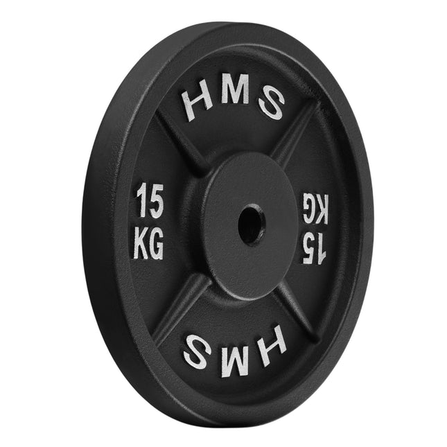 Gietijzeren gewichtsschijf van 15 kg, gat van 31 mm, zwart