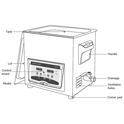15L Ultrasonic Cleaner, 40kHz, Heater and Timer