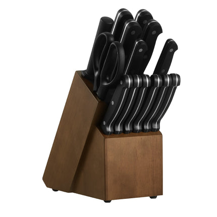 15-Piece Kitchen Knife Set With Wooden Block, Sharpener