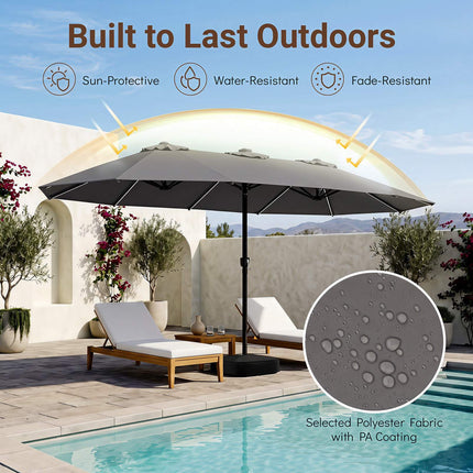 15ft Double-Sided Patio Umbrella with Solar LED Lights