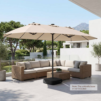 15ft Double-Sided Patio Umbrella with Solar LED Lights