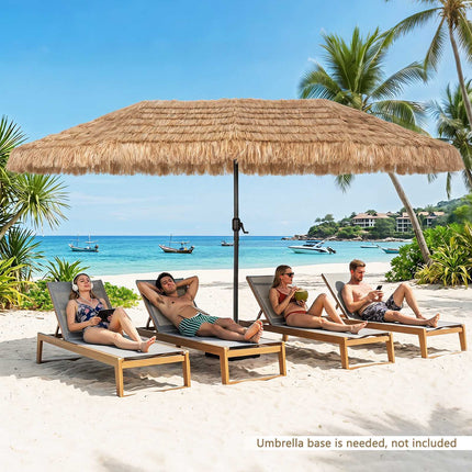 15 x 9 FT Double-Sided Tiki Patio Umbrella, Brown