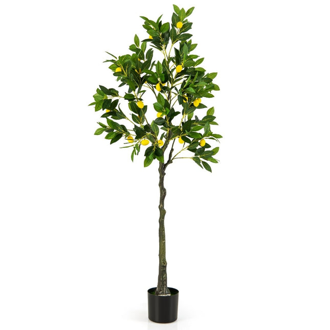 160 cm Artificial Lemon Tree with Pot & 27 Lemons Lime Tree Artificial Plant Citrus Plant