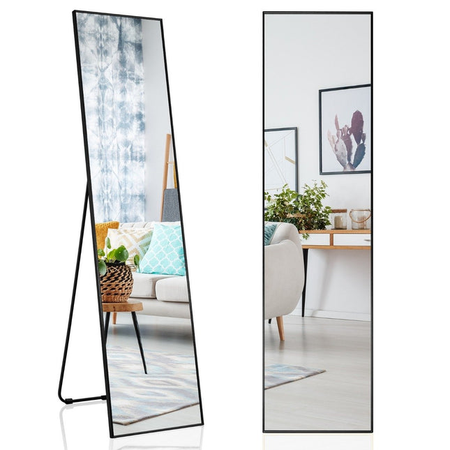 160 x 40 cm full-length mirror 2 in 1 standing mirror & wall mirror made of shatterproof glass black