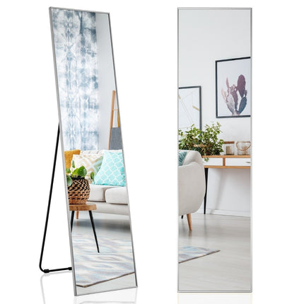 160 x 40 cm full-length mirror 2 in 1 standing mirror & wall mirror made of shatterproof glass silver