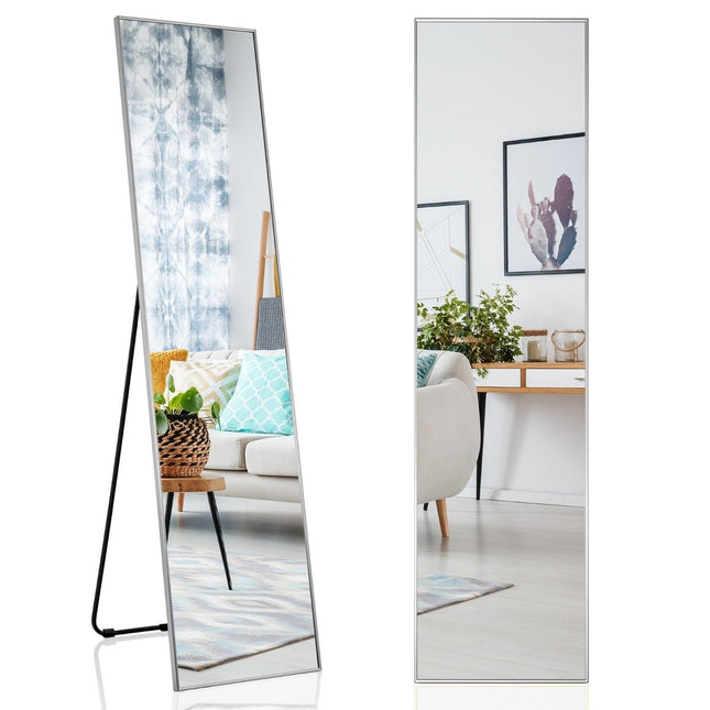 160 x 40 cm full-length mirror 2 in 1 standing mirror & wall mirror made of shatterproof glass silver